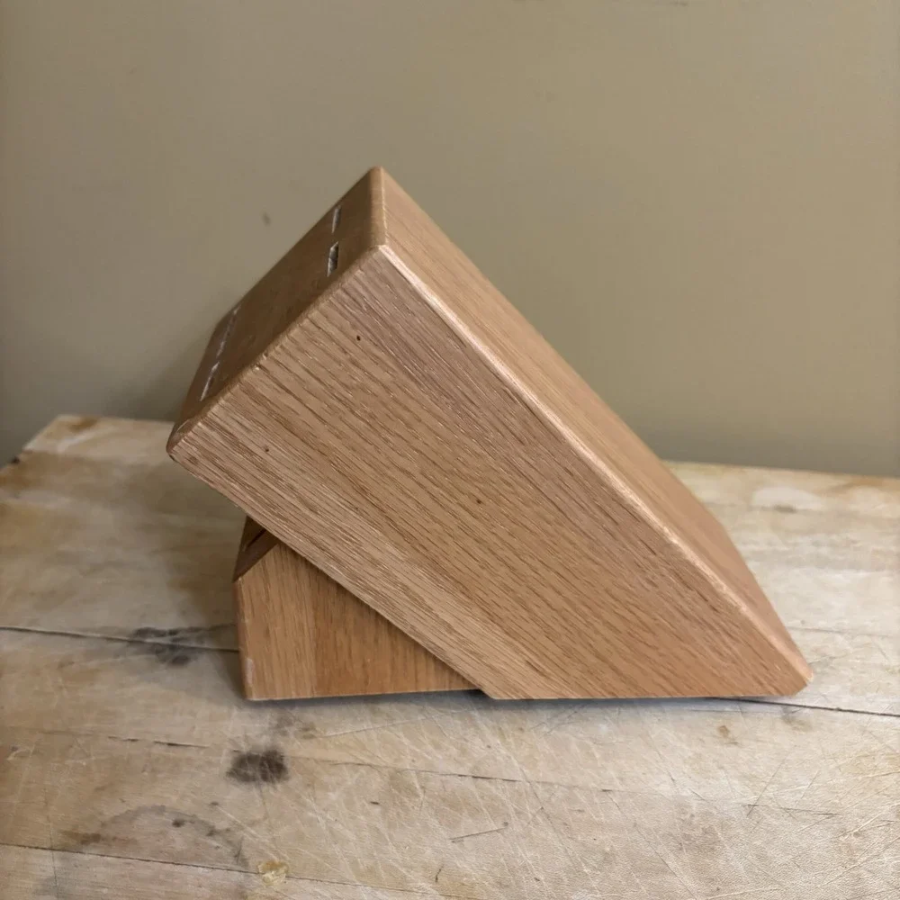 CUTCO 8 Slot Solid Wood‎ Honey Oak Knife Block Holder Made in USA Vtg